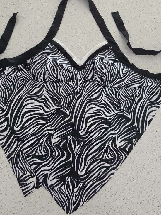 Mood Bod Other - Zebra Swimtop Print Halter Chemise - Black & White M